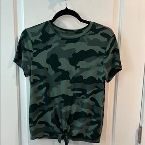 Old Navy Luxe Tie Front Camouflage Top Girls Size XL (14-16) Green Short Sleeve